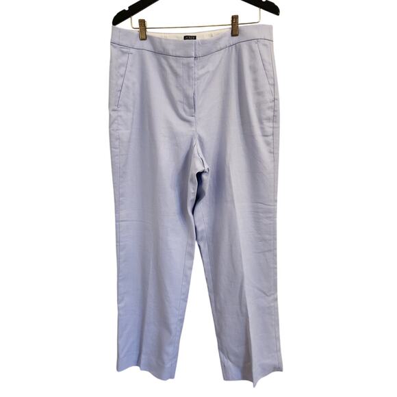 NWT J. Crew Kate Straight-Leg Pant In Stretch Linen Blend Light Blue 14 - Picture 2 of 7